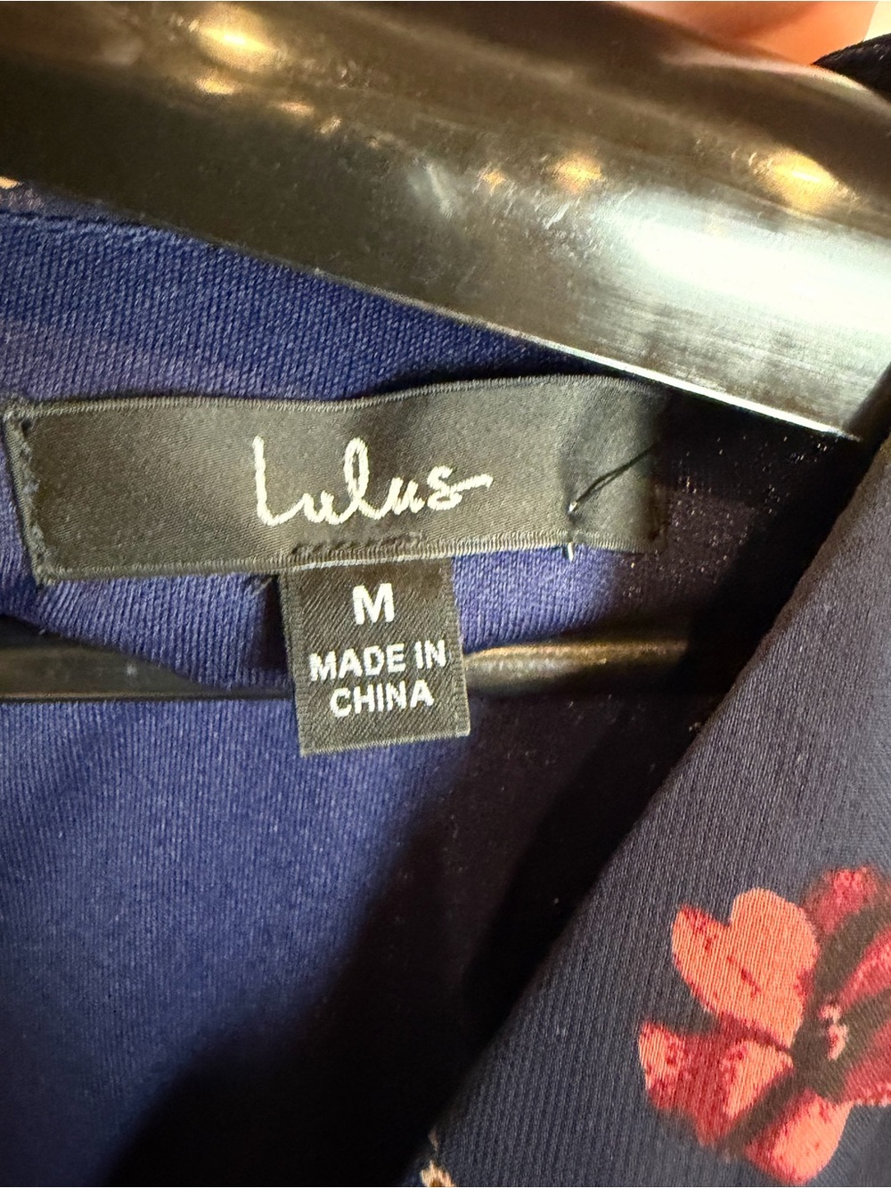 Lulus Navy Floral Long Sleeve Skater Dress Size Medium NWT - Picture 7 of 7